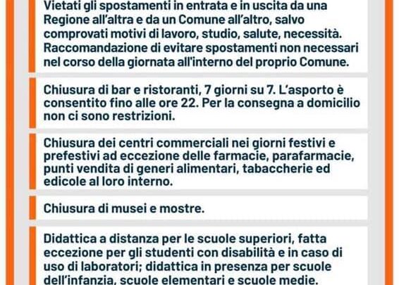 CORONAVIRUS: L’UMBRIA DIVENTA “ZONA ARANCIONE”. DA MERCOLEDÌ 11 NOVEMBRE