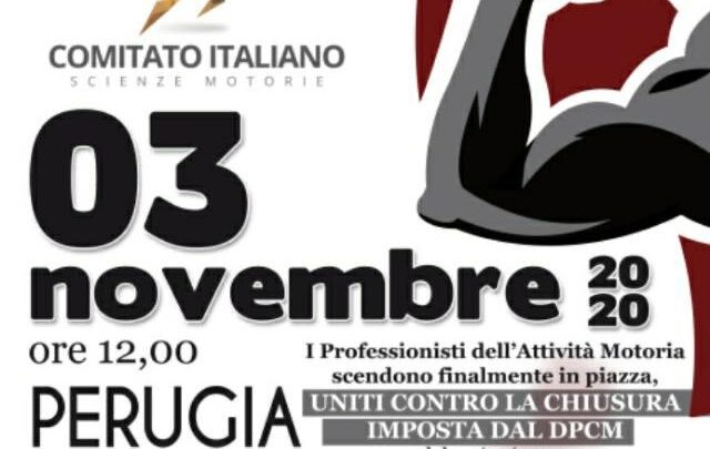 ANCHE A PERUGIA I PROFESSIONISTI DELL’ATTIVITÀ MOTORIA SCENDONO IN PIAZZA.  MANIFESTAZIONE, MARTEDÌ 3 NOVEMBRE DALLE ORE 12 (PIAZZA IV NOVEMBRE)
