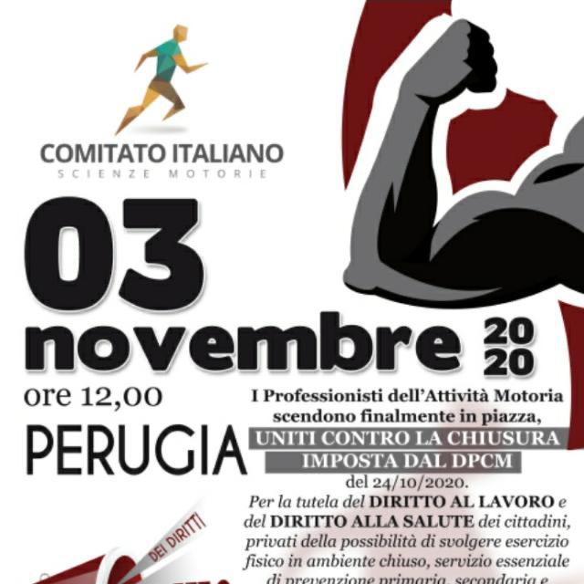 ANCHE A PERUGIA I PROFESSIONISTI DELL’ATTIVITÀ MOTORIA SCENDONO IN PIAZZA.  MANIFESTAZIONE, MARTEDÌ 3 NOVEMBRE DALLE ORE 12 (PIAZZA IV NOVEMBRE)