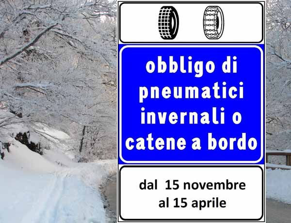 ORDINANZA PROVINCIA DI TERNI PER OBBLIGO DI TRANSITO SU STRADE REGIONALI E PROVINCIALI CON PNEUMATICI INVERNALI