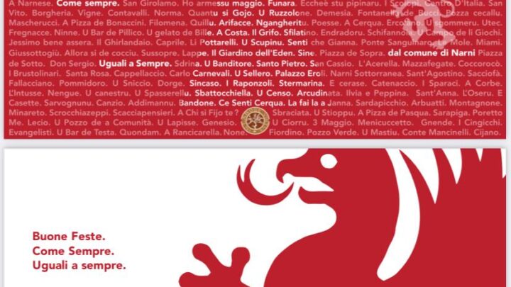 NARNI, COMUNE REALIZZA MANIFESTI E CARTOLINE NATALIZIE CON PAROLE DIALETTO NARNESE