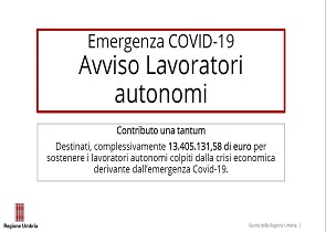 PUBBLICATO L’AVVISO “UNA TANTUM AUTONOMI” A SOSTEGNO LAVORATORI COLPITI DA CRISI ECONOMICA CAUSATA DA COVID-19