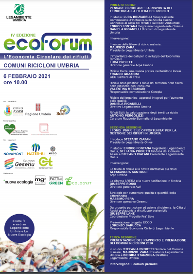SABATO 6 FEBBRAIO ECOFORUM  SULL’ECONOMIA CIRCOLARE DEI RIFIUTI
