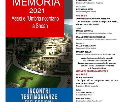 GIORNO DELLA MEMORIA:  DA ASSISI UN MESSAGGIO FORTE  CONTRO TUTTI GLI ORRORI