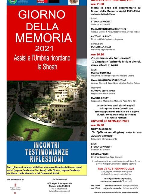 GIORNO DELLA MEMORIA:  DA ASSISI UN MESSAGGIO FORTE  CONTRO TUTTI GLI ORRORI