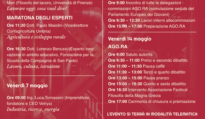 APERTAMENTEORVIETO VERSO L’VIII EDIZIONE DEL FESTIVAL DEL DIALOGO AL VIA LA 4 GIORNI DEL FESTIVAL DEL DIALOGO GIOVANI SU “IL LAVORO. IERI, OGGI E DOMANI?”