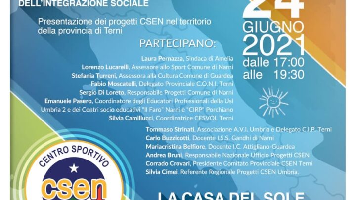 COMBATTERE L’ISOLAMENTO SOCIALE E LA DISCRIMINAZIONE CON LO SPORT INTEGRATO:  IL CSEN PRESENTA I PROGETTI SUL TERRITORIO TERNANO