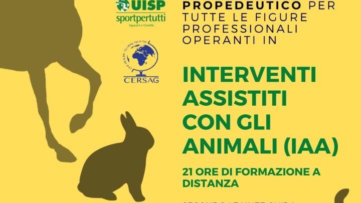AL CSCO APERTE ISCRIZIONI A TERZA EDIZIONE CORSO PROPEDEUTICO PER “IAA – INTERVENTI ASSISTITI CON GLI ANIMALI”