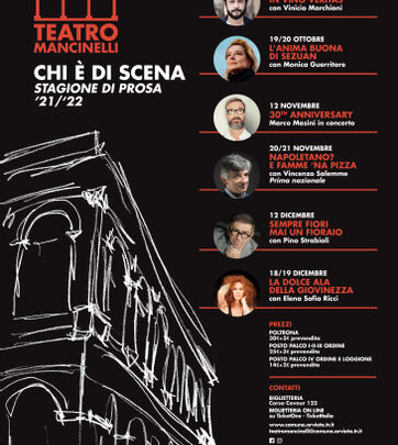 “CHI E’ DI SCENA” – STAGIONE DI PROSA TEATRO MANCINELLI: INIZIATA PREVENDITA BIGLIETTI ON LINE