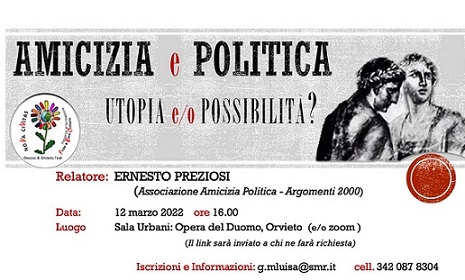 NOVA CIVITAS – “AMICIZIA E POLITICA”: INCONTRO CON ERNESTO PREZIOSI