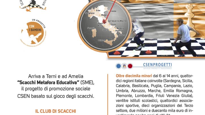 A TERNI E AMELIA APRE IL CLUB DI SCACCHI:  UN SERVIZIO GRATUITO DI CSEN PER CRESCERE GIOCANDO