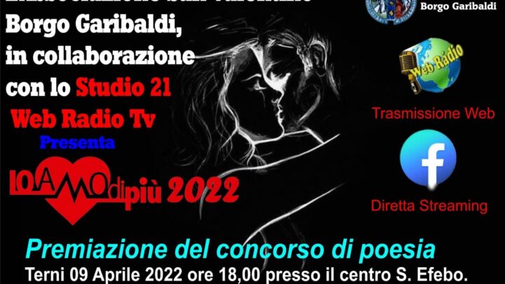 CONCORSO DI POESIA “IO AMO DI PIÙ”:  DOMANI LA PREMIAZIONE DEI VINCITORI