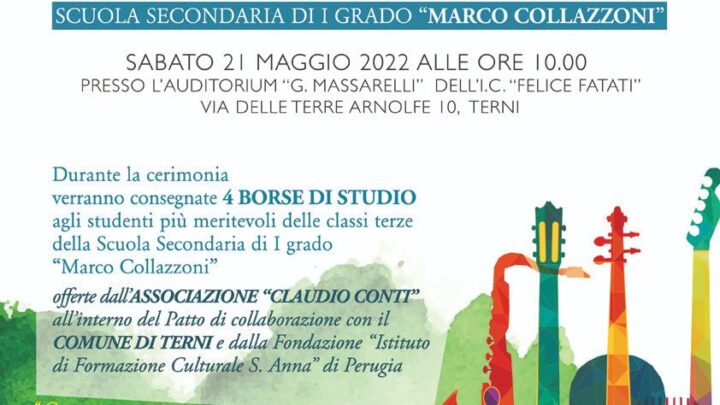 TERNI, IL PLESSO DELLA MEDIA FATATI INTITOLATO A MARCO COLLAZZONI:   BORSE DI STUDIO AGLI STUDENTI MERITEVOLI  