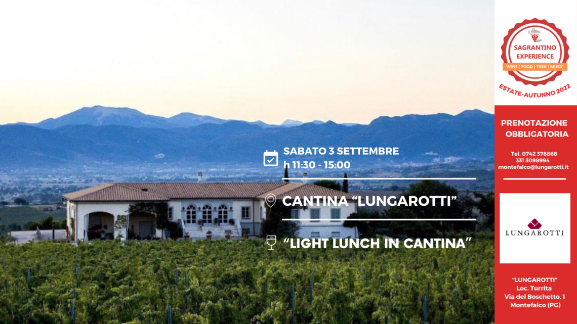 UN ‘LIGHT LUNCH IN CANTINA’ NEL PROSSIMO EVENTO DI SAGRANTINO EXPERIENCE