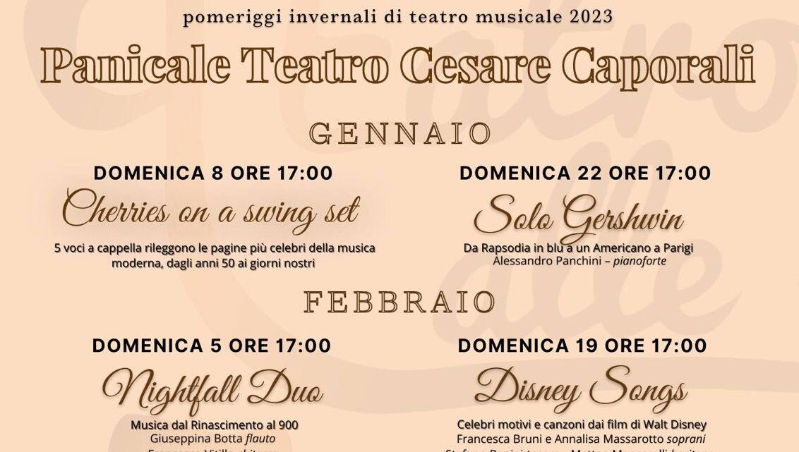 ‘UN TÈATRO ALLE 5’: AL CAPORALI DI PANICALE UN CARTELLONE DI EVENTI POMERIDIANI
