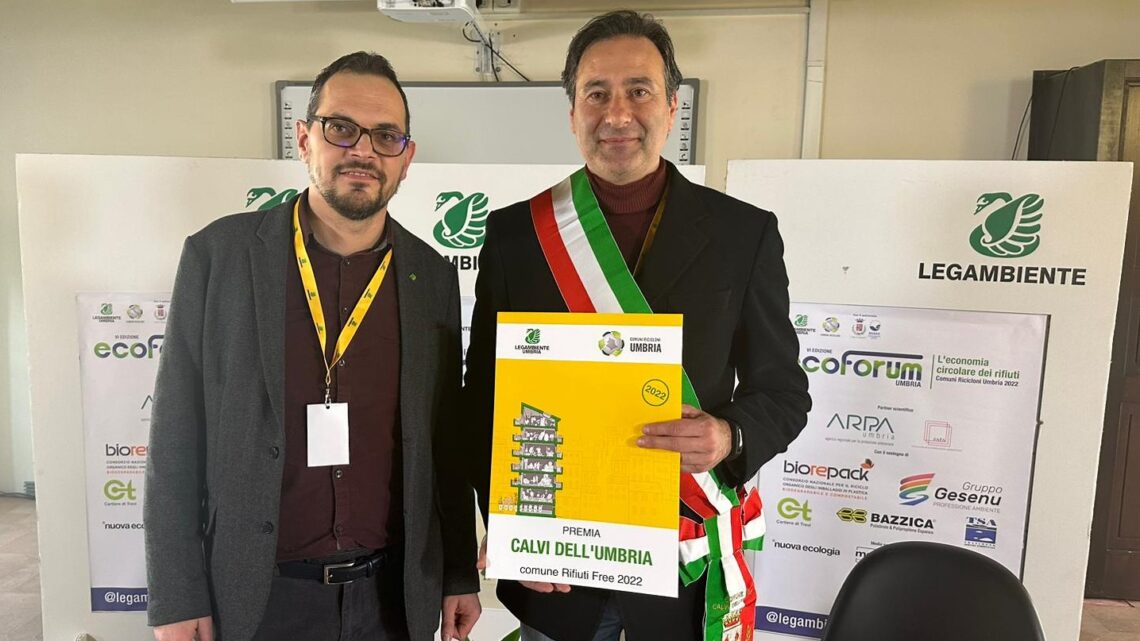 CALVI DELL’UMBRIA RICONOSCIUTO DA LEGAMBIENTE COME COMUNE RICICLONE: RACCOLTA RIFIUTI AL 90 PER CENTO