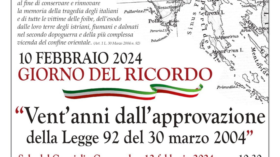 “GIORNO DEL RICORDO”, ORVIETO CELEBRA I 20 ANNI DELL’APPROVAZIONE DELLA LEGGE