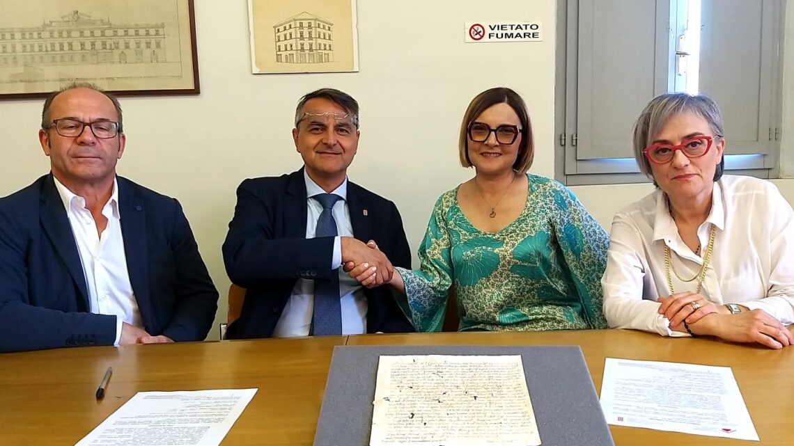 SPUNTA UN DOCUMENTO DEL 1468 DAL CANTIERE DELLA SCUOLA PIERMARINI A FOLIGNO