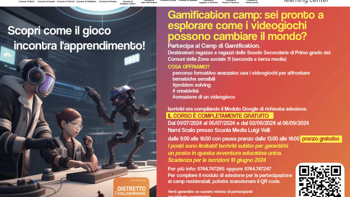 NARNI, ARRIVA “GAMIFICATION CAMP”, I VIDEO GIOCHI PER LA SOCIALIZZAZIONE DEGLI ADOLESCENTI