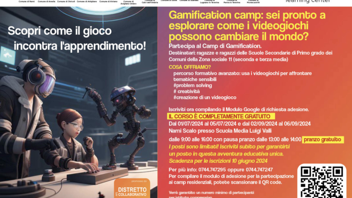NARNI, ARRIVA “GAMIFICATION CAMP”, I VIDEO GIOCHI PER LA SOCIALIZZAZIONE DEGLI ADOLESCENTI