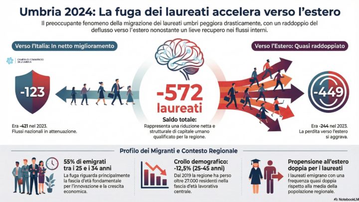 LAUREATI, L’UMBRIA TAMPONA LE PERDITE IN ITALIA MA CEDE ALL’ESTERO